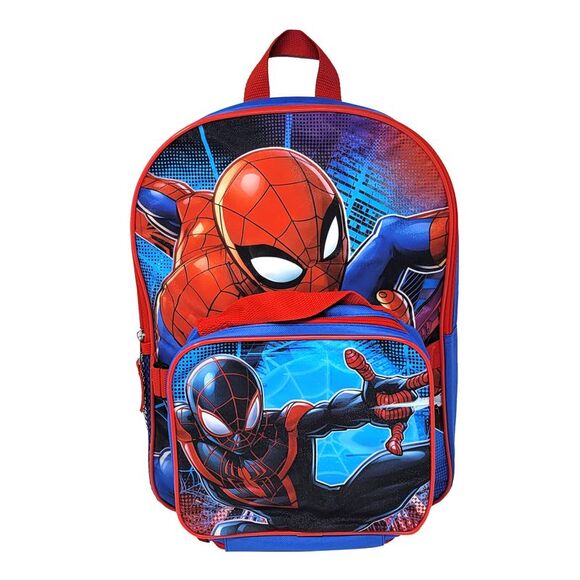 New Marvel Spider-Man Backpack Lunch Bag Insulated 2 Piece Set - Picture 2 of 7